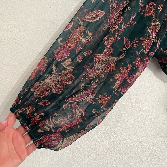 Band Of The Free River Deep Pine Paisley Tie Front Crop Top Small Cottagecore - Picture 13 of 13